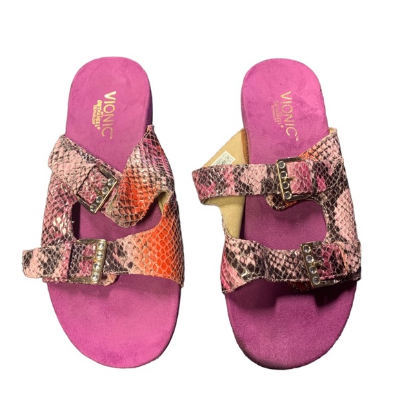 Vionic Orthaheel Snakeskin Strappy Sandals 6.5 - Picture 5 of 5